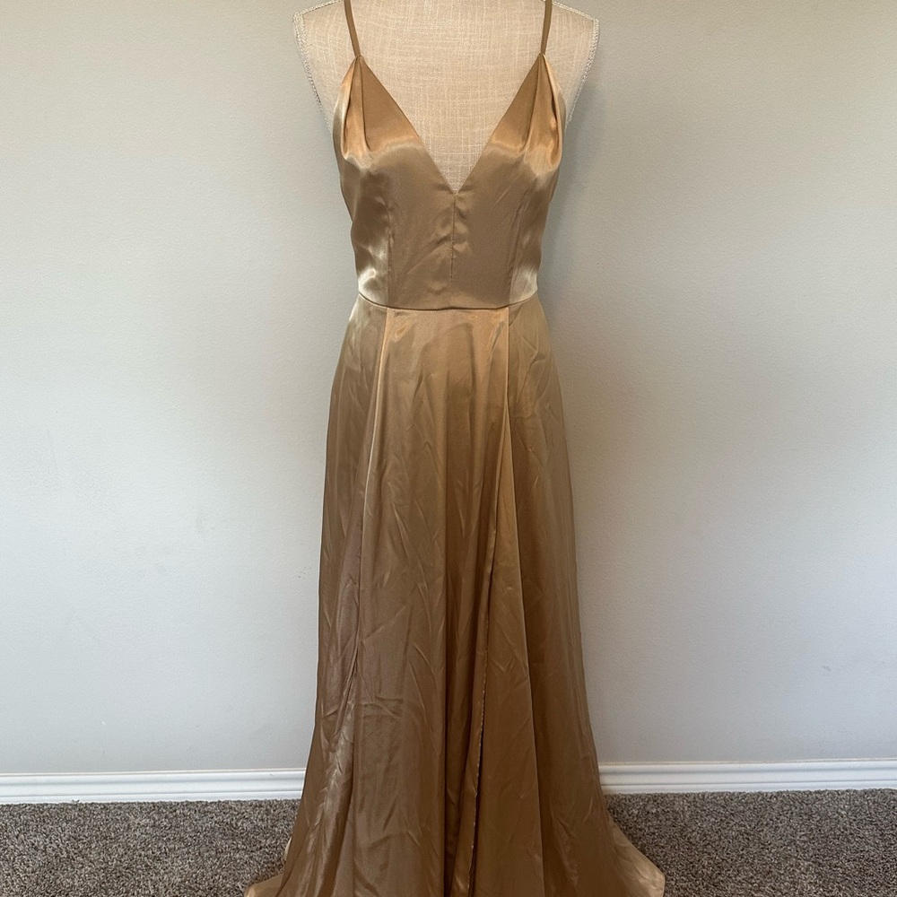 Gold Satin Formal Dress